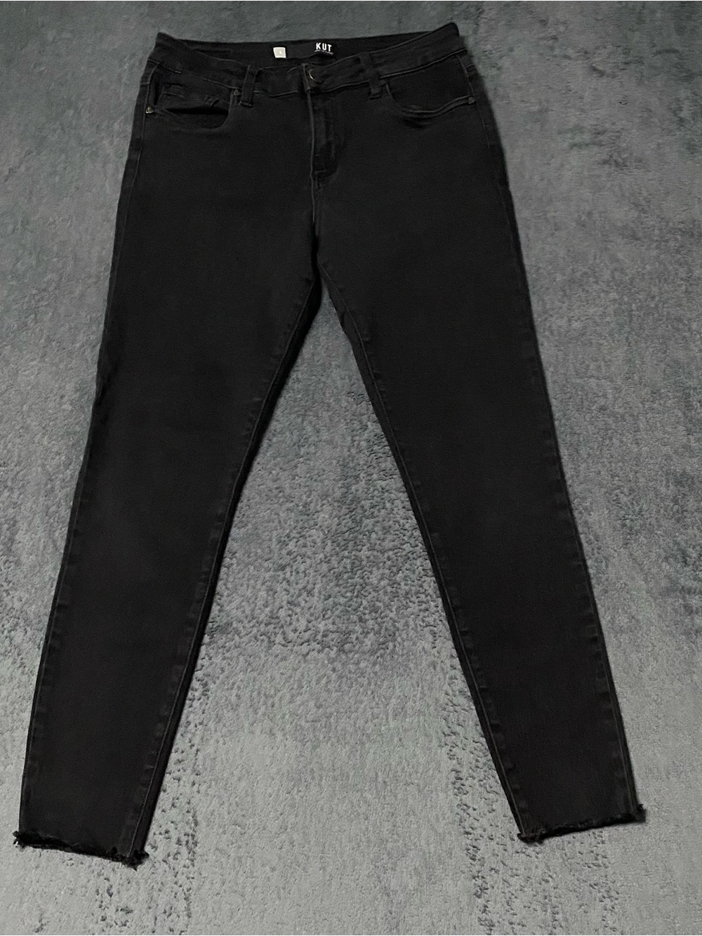 Kut From The Kloth Jeans Womens 6 Black Donna High Rise Ankle Skinny Raw Hem